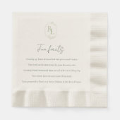 Serviette En Papier Faits amusants Vert Floral Monogramme Mariage (Devant)