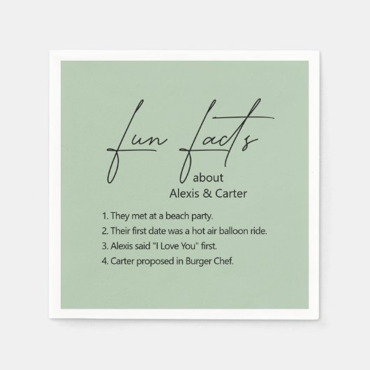 Serviette En Papier Faits mariages Fun Sur Sage Green (Devant)