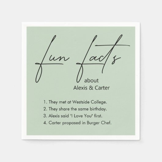 Serviette En Papier Faits mariages Fun Sur Sage Green (Devant)