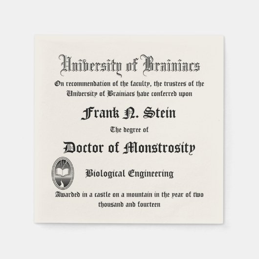 Serviette En Papier Fake Frankenstein Diplomate serviette (Devant)