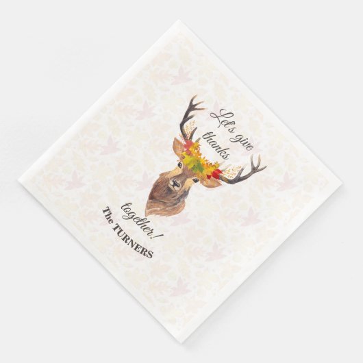 Serviette En Papier Fall Deer Remercions ensemble Thanksgiving (Coin)
