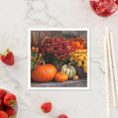 Serviette En Papier Fall Harvest Tablescape - Autumn Pumpkins Flowers (En situation)