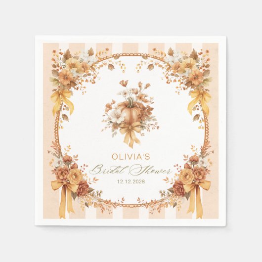 Serviette En Papier Fall in Love Fall Pumpkin Bridal Shower (Devant)