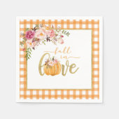 Serviette En Papier Fall in Love Napkin - Orange En vichy (Devant)