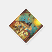 Serviette En Papier Fall Lovers Cats Forest Mushrooms Stars Night Sky (Coin)