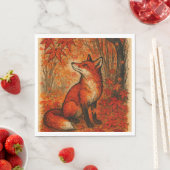 Serviette En Papier Fall Lovers Fox Forest Leaves Trees             (En situation)