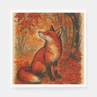 Serviette En Papier Fall Lovers Fox Forest Leaves Trees