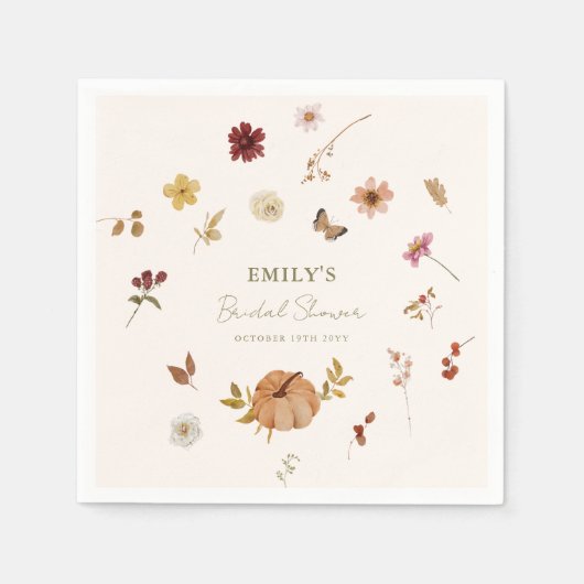 Serviette En Papier Fall Pumpkin Wildflower Bridal Shower (Devant)