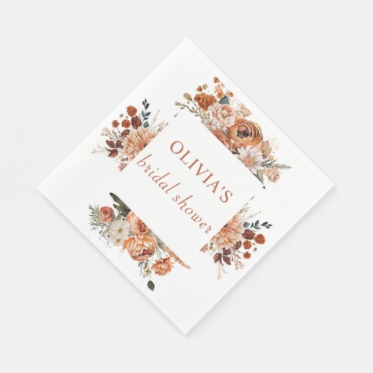 Serviette En Papier Fall Terracotta floral rustique papier Fête des ma (Coin)