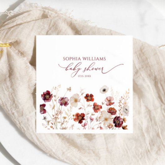 Serviette En Papier Fall Wildflowers Baby Shower Napkins