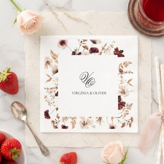 Serviette En Papier Fall Wildflowers Floral Wedding