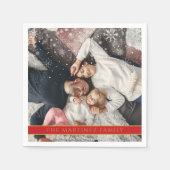 Serviette En Papier Falling Snowflakes Nom photo personnalisé (Devant)