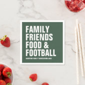 Serviette En Papier Famille amis nourriture et football vert Thanksgiv (En situation)