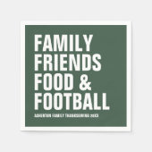 Serviette En Papier Famille amis nourriture et football vert Thanksgiv (Devant)