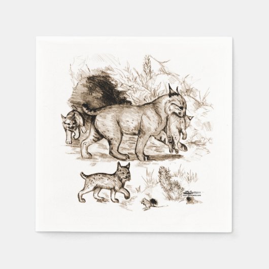 Serviette En Papier Famille Bobcat (Devant)