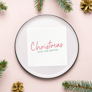 Serviette En Papier Famille Christmas   Minimaliste Family Nom