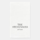 Serviette En Papier Famille Classique Design Nom Est Date Blanc (Devant)
