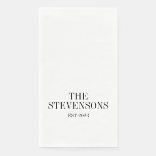 Serviette En Papier Famille Classique Design Nom Est Date Blanc