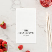 Serviette En Papier Famille Classique Design Nom Est Date Blanc (En situation)