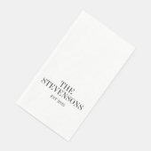 Serviette En Papier Famille Classique Design Nom Est Date Blanc (Coin)
