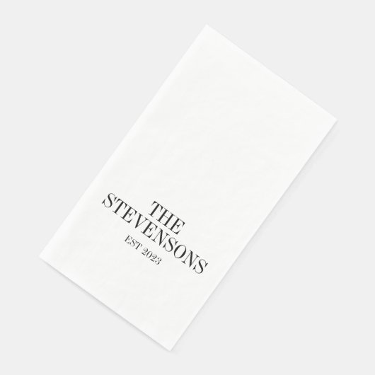 Serviette En Papier Famille Classique Design Nom Est Date Blanc (Coin)