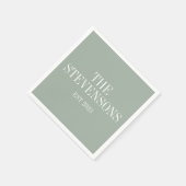 Serviette En Papier Famille Classique Design Nom Est Date Sage (Coin)