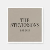 Famille Classique élégant Nom Est Date Taupe