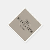 Serviette En Papier Famille Classique élégant Nom Est Date Taupe (Coin)