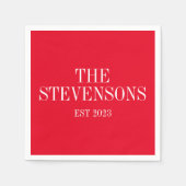 Serviette En Papier Famille Classique Nom Est Date Holiday Red (Devant)