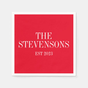 Serviette En Papier Famille Classique Nom Est Date Holiday Red