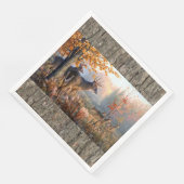 Serviette En Papier Famille De Cerfs Jouant Sur Le Terrain (Coin)