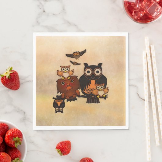 Serviette En Papier Famille de Chouettes en papier (En situation)
