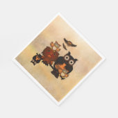 Serviette En Papier Famille de Chouettes en papier (Coin)