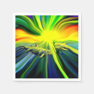 Serviette En Papier Famille de dauphins sous le soleil