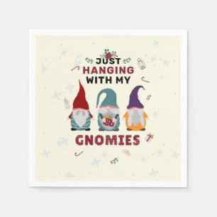 Serviette En Papier Famille de Gnome de Noël Mignonne en Train de Se D