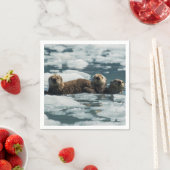 Serviette En Papier Famille de loutres de mer (En situation)