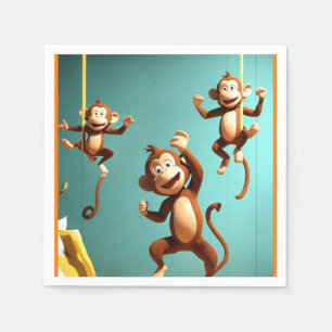 Serviette En Papier famille de singes coquins