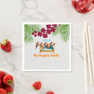 Serviette En Papier famille de singes coquins