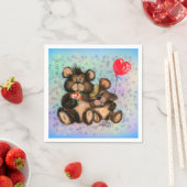 Serviette En Papier Famille d'ours avec serviettes de bain de coeur - (En situation)