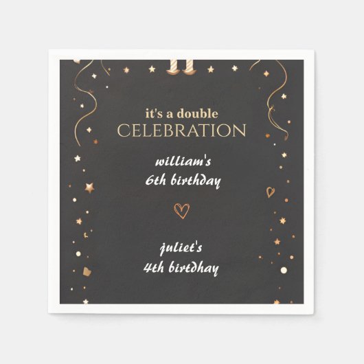Serviette En Papier famille frère Noir simple moderne Joint Anniversai (Devant)