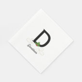 Serviette En Papier Famille Monogramme Noël Holly (Coin)