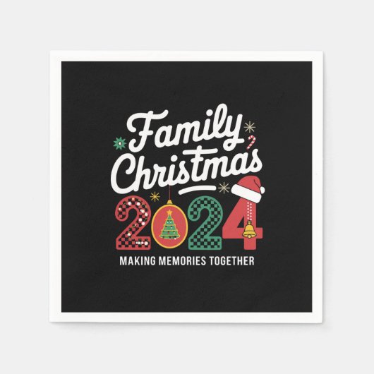 Serviette En Papier Famille Noël 2024 Matching tenue Xmas Squad (Devant)