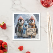 Serviette En Papier Famille Penguin Avec Symbole Amusant (En situation)