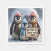 Serviette En Papier Famille Penguin Avec Symbole Amusant (Devant)