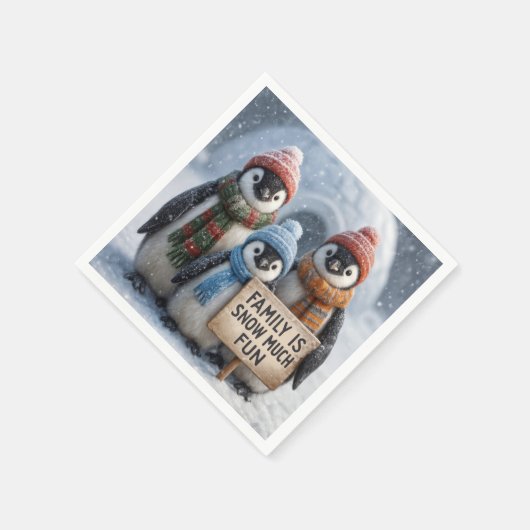 Serviette En Papier Famille Penguin Avec Symbole Amusant (Coin)