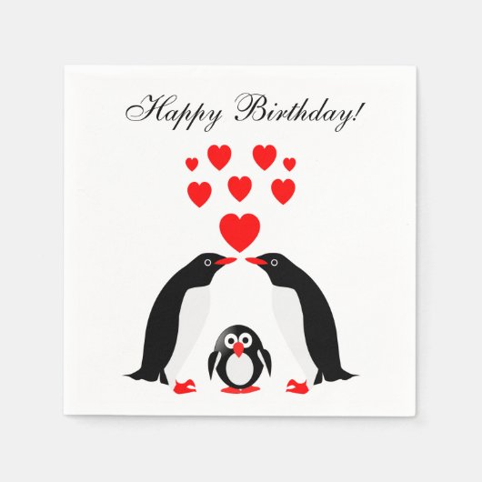 Serviette En Papier Famille Penguins (Devant)