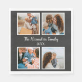 Serviette En Papier Famille personnalisée 4 photo collage modèle (Devant)