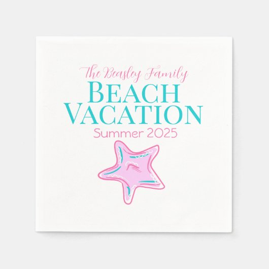 Serviette En Papier Famille Plage Vacances Starfish (Devant)