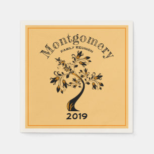 Serviette En Papier Famille Retrouvailles Arbre noir ornemental modern