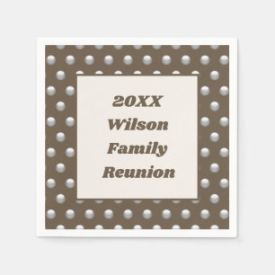 Serviette En Papier Famille Réunion Argent Polka Motif Élégant